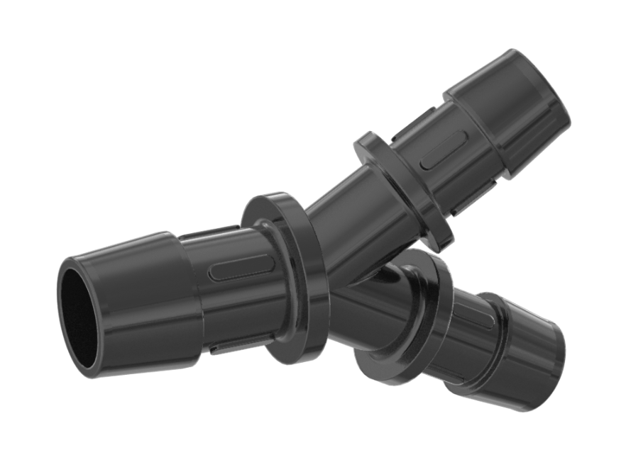 Wye, 5/8in to 1/2in x2, Black